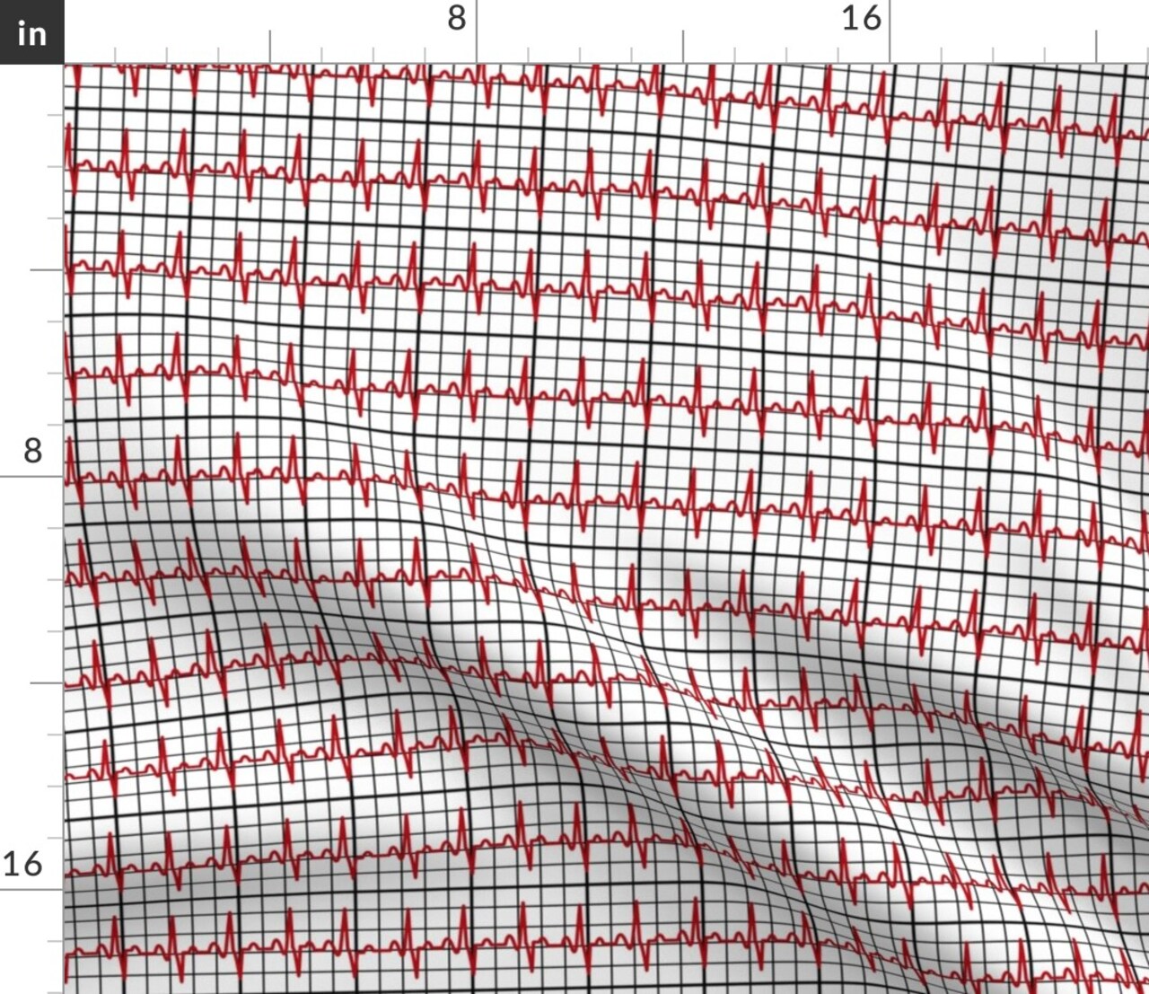 Heartbeat Readout Heart Coordinate Medical Nursing Health Custom Printed Fabric by Spoonflower Various Fabrics by the Yard or Fat Quarter